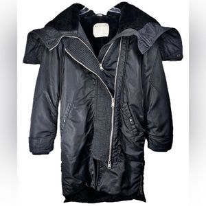 All Saints Black Loop Parka with Faux Fur-Lined Hood